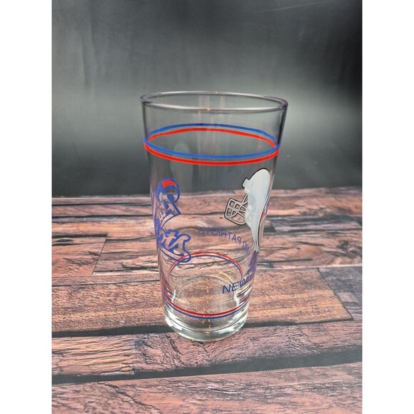 Vtg New England Patriots NFL Football 6.25" Beer Glass & Shot Glass Set Barware - Picture 9 of 13